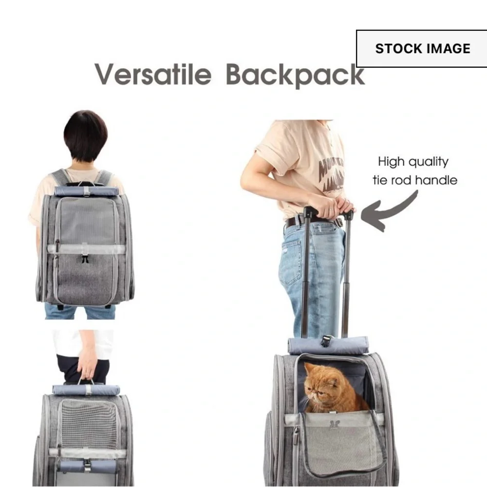 Lollimeow Pet Rolling Carrier Backpack